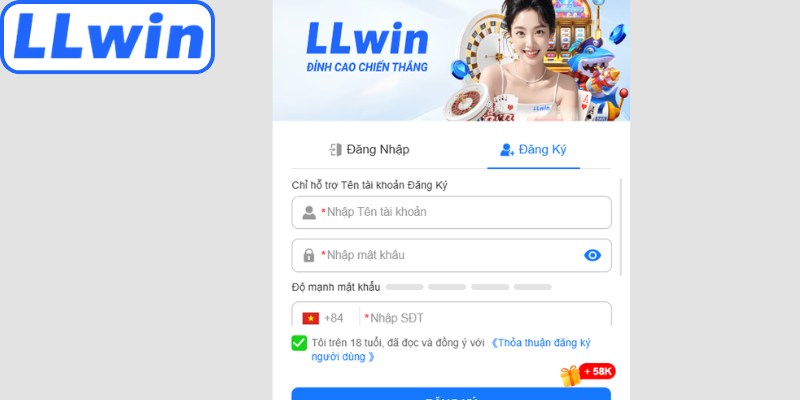 3 bước thao tác tạo tài khoản mới tại LLwin