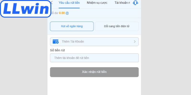 Quy trình thực hiện rút tiền LLwin đơn giản